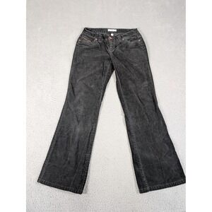 JLO by Jennifer Lopez Pants Womens 3 Black Corduroy Flare Leg Hearts Pockets Y2K